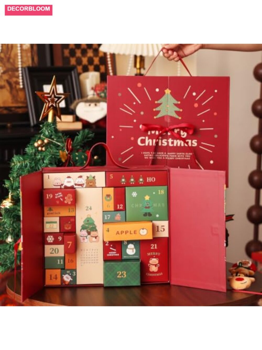 Fillable Advent Calendar 24 Numbered Boxes Reusable Christmas Countdown Paper